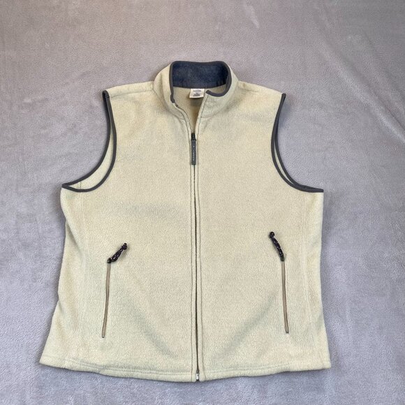 Old Navy Women's Vest XXL Fleece Full Zip Pockets Cozy Outdoors Sleeveless Beige - Picture 8 of 9